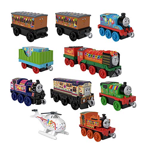 Multipack - Juego de tren de juguetes para niños de 3 años - Thomas and Friends con 10 locomotoras de metal - Tren de juguete niños de 8 a 14 cm - Celebrate with Thomas GRG41, multicolor