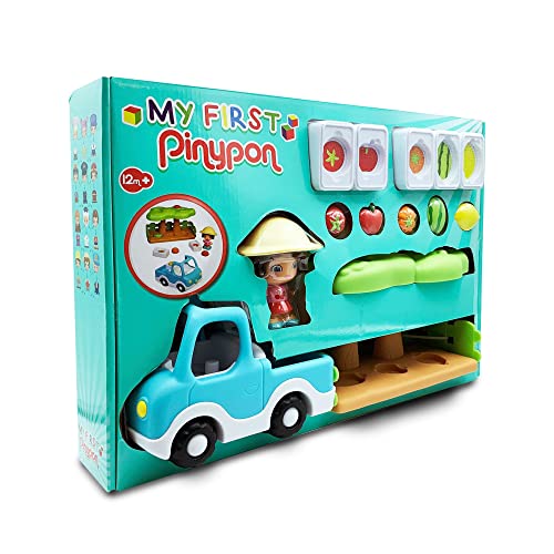 My First Pinypon - Market Garden, Huerto Pinypon, granja, camioneta, figura grande, piezas encajables y accesorios de juego, fomenta la comida saludable, juguete a partir de 1 año, Famosa (700017334)