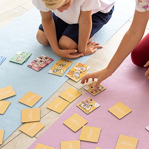 Myga Memory Yoga – Juego de 40 pares para niños con 20 poses de yoga para movimiento y atención plena – Match & Snap tarjetas para niños, yoguis y diversión familiar inspiradas en Miss Molly