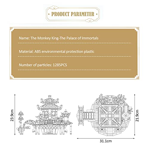 N/A Arquitectura Mito Palacio Inmortal Micro Mini Bloques (1285 PCS) - Juego de Bloques de Construcción de Rompecabezas 3D Juguetes para Niños o Adultos