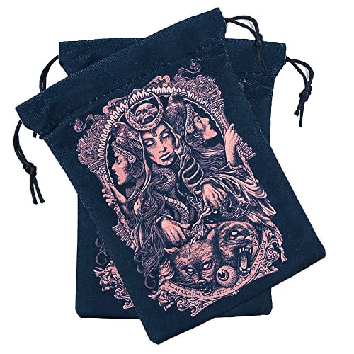 Namvo Tarot Bolsa de Almacenamiento Runas celtas Tarot Tarjetas Bolsa de Almacenamiento Bolsa con cordón 13x18CM, Terciopelo Grueso Bolsas de Regalo Símbolo Bordado Joyas Bolsas de Cristal Tarjeta