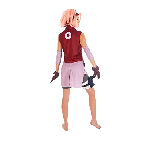 Naruto Disfraz Mujer Sakura Haruno 6 pzas Rosa Rojo - L