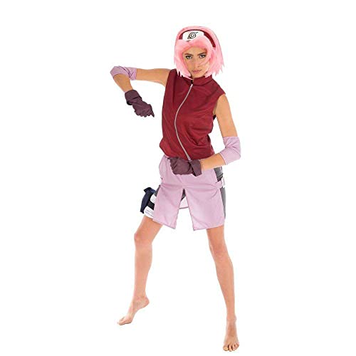 Naruto Disfraz Mujer Sakura Haruno 6 pzas Rosa Rojo - L