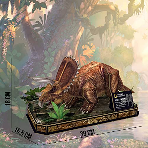 National Geographic - Puzzle 3D Triceratops | Maquetas para Montar Regalo Niño 8 Años | Puzzle 3D Niños | Regalos Niños 8 Años O Más | Juguetes Niños 8 Años | 44 Piezas