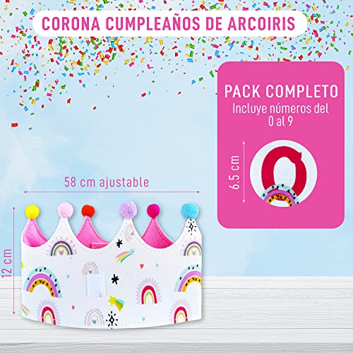 NativoDex Corona Especial Cumpleaños 1 Año Ajustable, Tela de Fieltro de Doble Capa, Con Números Intercambiables 0 al 9, Gorro Niño Fiesta Infantil