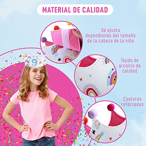 NativoDex Corona Especial Cumpleaños 1 Año Ajustable, Tela de Fieltro de Doble Capa, Con Números Intercambiables 0 al 9, Gorro Niño Fiesta Infantil