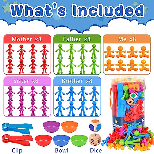 NCKIHRKK 40 Piezas Juguete Educativo Juego Montessori de Combinación de Color para Contar, Motricidad Fina, Regalo Niños 2-5 Años para Pascua Navidad