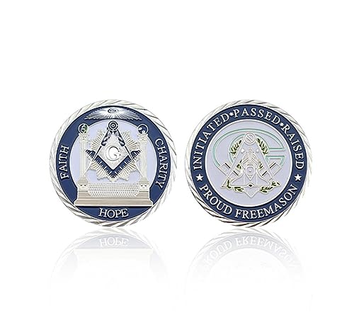 NEBBAN Monedas Conmemorativas Masónica Plata Chapada En Plata Orgullosa Fe Masónica Caridad Esperanza Medalla Artesanía Ornamento Regalo