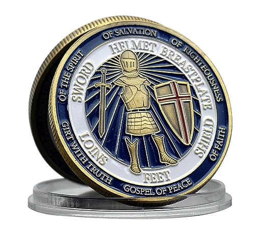 NEBBAN Monedas Conmemorativas Puestas En La Armadura De Dios Desafío Moneda Defender La Fe Colección De Insignias De Metal Regalo Conmemorativo