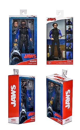 NECA Jaws Matt Hooper - Figura de acción con diseño de tiburón Blanco Azul Impreso, 100% plástico, en Caja de Regalo