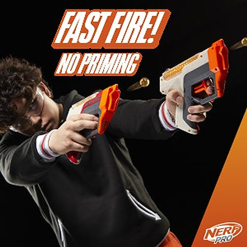 NERF Pro Gelfire - Paquete de doble empuñadura, 2 lanzadores, disparo sin prime, 5000 rondas Gelfire, 2 tolvas integradas redondas de 100 unidades, 2 gafas, a partir de 14 años