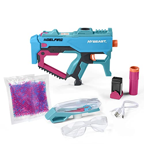 Nerf Pro Gelfire X MrBeast Blaster, 1600 Gelfire Rondas, 300 tolva Redonda, batería Recargable, anteojos