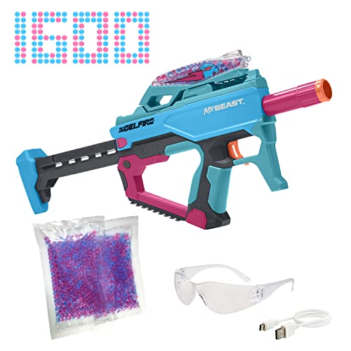 Nerf Pro Gelfire X MrBeast Blaster, 1600 Gelfire Rondas, 300 tolva Redonda, batería Recargable, anteojos