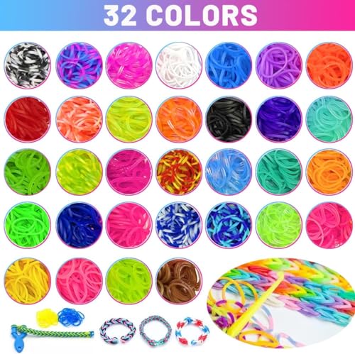 Nestling Pulseras Gomas,2500+ 40 Rejilla Gomas Elásticas Plásticas kit 32 Colores, Colores Goma de Juguete para Niños de Anillos y Collares de Bricolaje Manualidad,regalo para niño