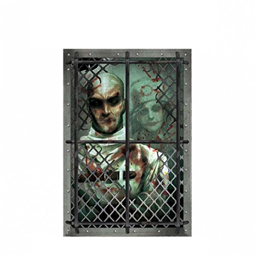 NET TOYS Decoración psicópata Halloween Lámina Camisa de Fuerza Decoración de Pared Interno Fiesta de Terror Póster Paciente Loco Tatuaje para Puerta terrorífico Pegatina para Pared Noche de Brujas