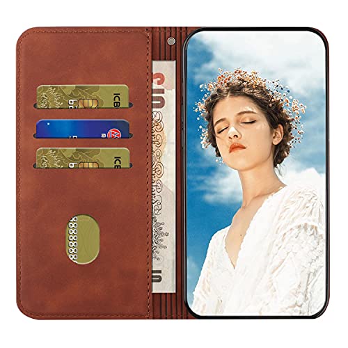 NEXCURIO Funda Tipo Cartera Libro para Samsung Galaxy A12 / M12 Carcasa Protectora Cuero Flip Cover Case Piel con Tarjetero Tapa Soporte Plegable Antigolpes - Marrón