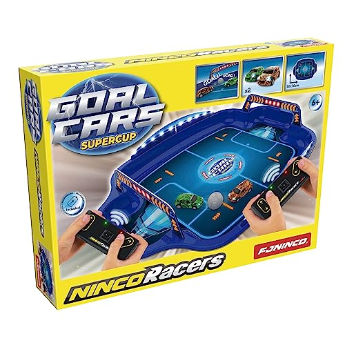 Ninco - Goalcars Supercup | Combina conducción de Vehículos de Radio Control con Técnicas de Fútbol, 2 Coches teledirigidos con Luces, batería Recargable (NH93181)