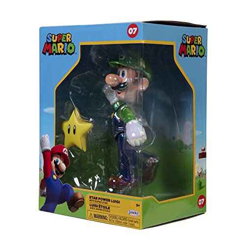 Nintendo Super Mario Figur Luigi w/Star in Sammlerbox, 10 cm