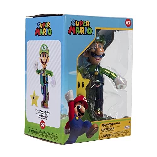 Nintendo Super Mario Figur Luigi w/Star in Sammlerbox, 10 cm