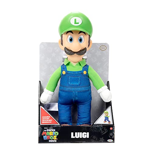 Nintendo Super Mario – Peluche Luigi de 35 cm Totalmente Articulado – Luigi Tiene Grandes Detalles Juguete para Niños 3 Años +