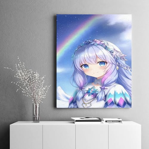 NNALEGS Pintar Por Numeros Adultos Chicas Anime Japonesas Con Marco 40X50Cm Cuadros Para Pintar Por Numeros Con Lienzo, Diy Cuadro Al Óleo Pintura Por Numeros Acrilico,Con 3 pennelli,D34