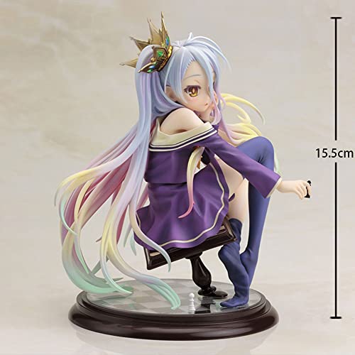 No Game No Life Shiro - Figura de anime de dibujos animados animados, decoración de personajes, estatua de animaciones, modelo de personaje, estatua de coleccionables (Shiro, 15 cm)