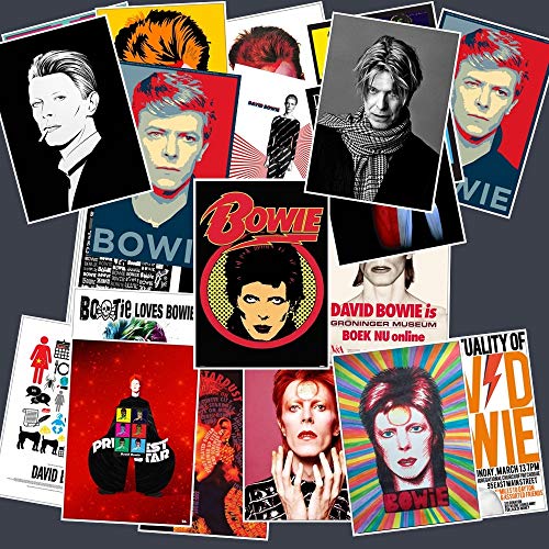 NOBRAND 20 Piezas David Bowie Rock Band Música Guitarra Pegatinas para Equipaje Laptop Art Painting DIY Poster Stickers Impermeable Skateboard Toy 7.5 * 5.5 cm