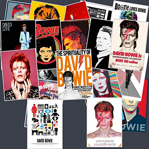 NOBRAND 20 Piezas David Bowie Rock Band Música Guitarra Pegatinas para Equipaje Laptop Art Painting DIY Poster Stickers Impermeable Skateboard Toy 7.5 * 5.5 cm