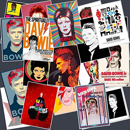 NOBRAND 20 Piezas David Bowie Rock Band Música Guitarra Pegatinas para Equipaje Laptop Art Painting DIY Poster Stickers Impermeable Skateboard Toy 7.5 * 5.5 cm