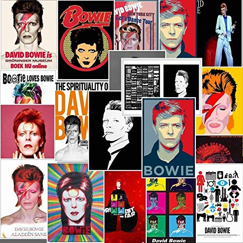 NOBRAND 20 Piezas David Bowie Rock Band Música Guitarra Pegatinas para Equipaje Laptop Art Painting DIY Poster Stickers Impermeable Skateboard Toy 7.5 * 5.5 cm