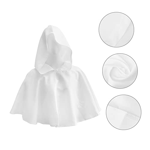 NOLITOY 1 Pc Chal Disfraz De Drácula Ropa De Cosplay De Halloween Disfraz De Cosplay De Mascarada De Halloween Capa Corta Con Capucha Capa Con Capucha Poliéster Invierno Blanco