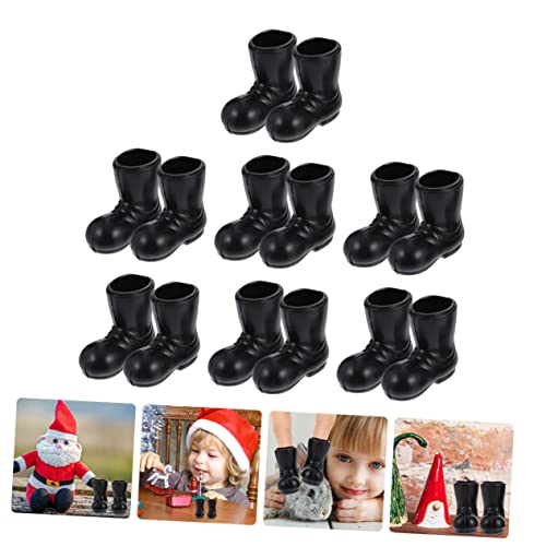 NOLITOY 7 Pares Zapatos De Papa Noel En Miniatura Kit para Hacer Gnomos Decoración De Fiesta De Navidad Decoraciones De Botas De Santa Juguetes Niño Comedor Microescena Estatua El Plastico