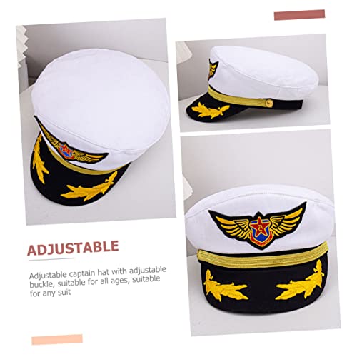 NOLITOY Ropa Y Accesorios 3 Piezas De Accesorios Para Sombreros De Fiesta Gorra Blanca De Avión Hombres Almirante Capitán Americano Ajustable Para Barcos Marinos Barcos Europeos Sombreros