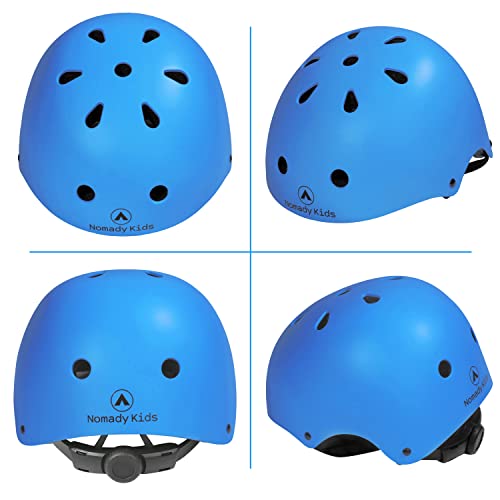 Nomady Kids - Casco Infantil con Protecciones - Niños 2 a 10 años (Small, Azul)