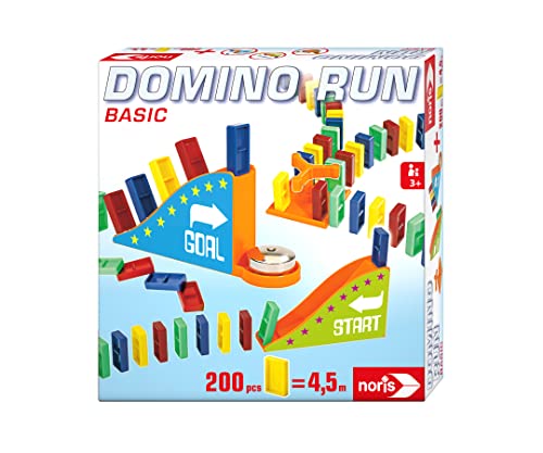 Noris 606062022 Domino Run Basic - Juego de 200 Piedras y rampa para un parcurso Durmiente, a Partir de 3 años