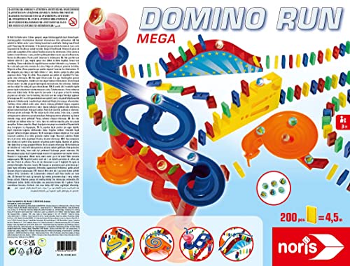 Noris 606062023 Domino Run Mega - Juego de 200 Piedras, canicas, trayectoria y Otros Accesorios, a Partir de 3 años