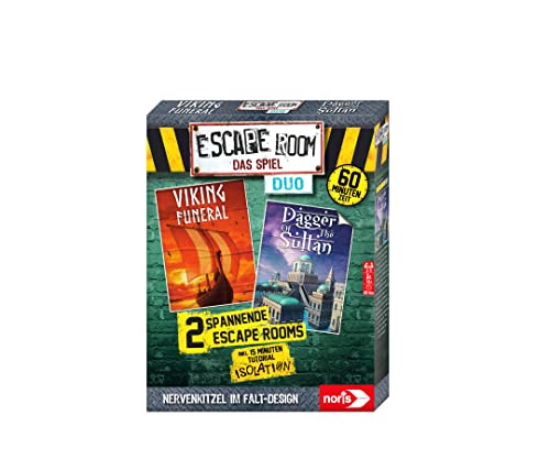 noris 606101945 Escape Room Duo 3-Juego Familiar y de Sociedad para Adultos, Incluye 2 Casos y Funda Promocional con Mecanismo Plegable, a Partir de 16 años (Simba Toys