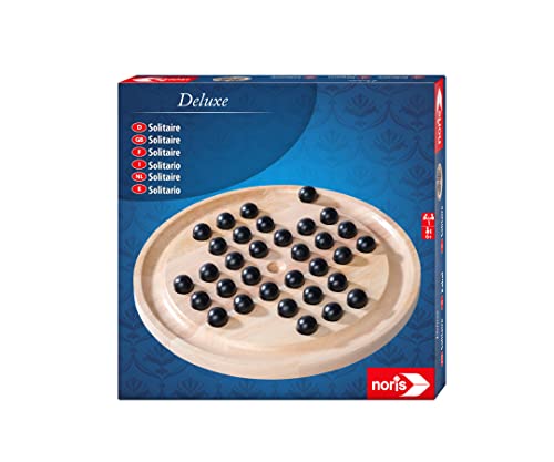 Noris Deluxe Solitaire, el clásico Juego Bolas de Madera y Tabla, a Partir de 6 años, Multicolor, Small (606102032)