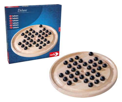 Noris Deluxe Solitaire, el clásico Juego Bolas de Madera y Tabla, a Partir de 6 años, Multicolor, Small (606102032)