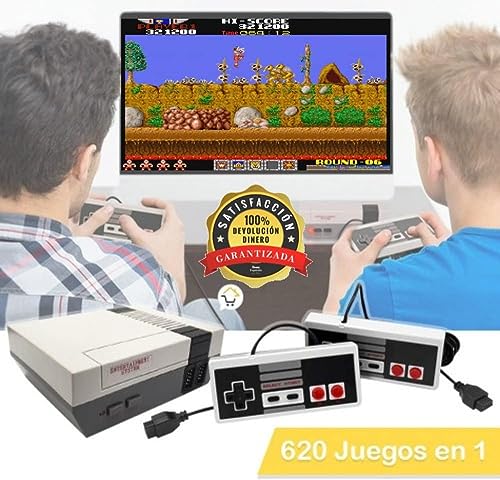 Novedad Consola DE Juegos 620 Juegos Retro EN 1, Videojuegos Arcade, Mini Consola clásica 620 Juegos instalados de 8 bits con 2 mandos 2 Jugadores , Conexión AV para TV Actuales