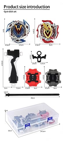 OBEST Bey Peonzas de Batalla con Lanzador Blade Conjunto Niños Juguetes, 2pcs Gyro Spinners de Metal Fusion Burst Turbo y Launcher y Caja Organizador, Niños Navidad Cumpleaños Regalo de Año Nuevo