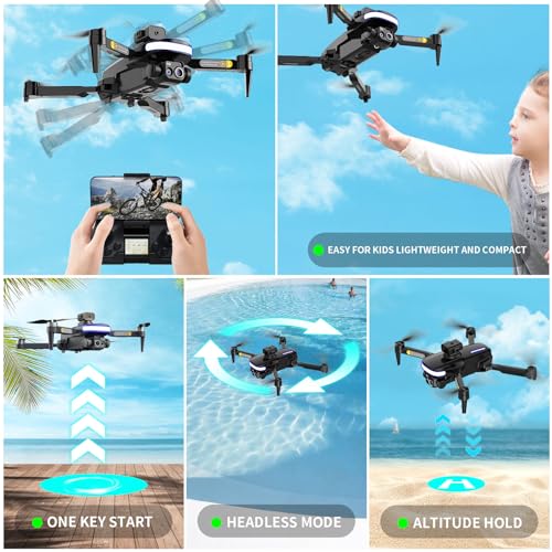 OBEST Mini Dron con Cámara 4K,RC Plegable WiFi Drone,Evitación de Obstáculos de 360°,Retorno Automático,Quadcopter,Modo sin Cabeza,2 Baterías,Niños,Adultos,Principiantes Juguetes y Regalos