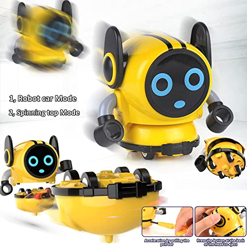 OBEST Peonzas de Coches Robot con Lanzador Niños Juguetes, 2Pcs Gyro Spinners de Robótico Juegos de Interior y Exterior para Niños Regalo de Cumpleaños