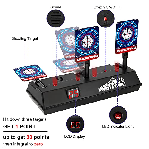 Objetivo Digital Electrónico, Diana con Restablecimiento Automático, Efectos Inteligentes de Sonido y Luz, Juguete Tiro Al Blanco para Nerf N-Strike Elite/Mega/Rival Series para 6-12 Años Niños