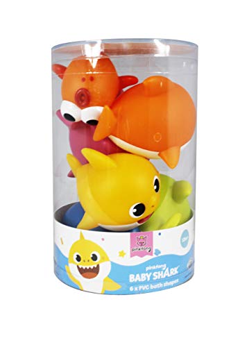 ODS 48821 Baby Shark Juego de 6 Tiburones Suaves para baño, Multicolor