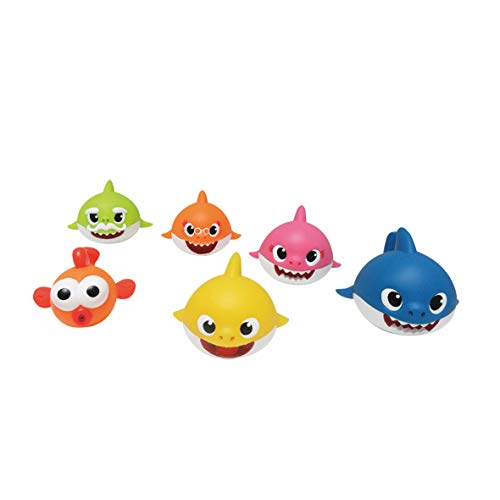 ODS 48821 Baby Shark Juego de 6 Tiburones Suaves para baño, Multicolor