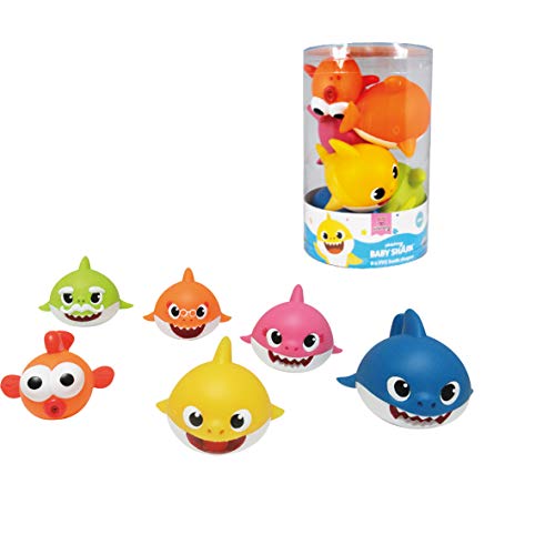 ODS 48821 Baby Shark Juego de 6 Tiburones Suaves para baño, Multicolor