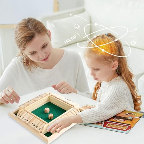 Ohicki Juego Shut The Box, juegos de dados de madera | Juegos de mesa, 2-4 jugadores, mejora las habilidades matemáticas y de toma de decisiones para aprender más, proporcionando entretenimiento