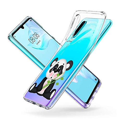 Oihxse Cristal Compatible con Huawei P Smart Z Funda Ultra-Delgado Silicona TPU Suave Protector Estuche Creativa Patrón Panda Protector Anti-Choque Carcasa Cover(Panda A1)