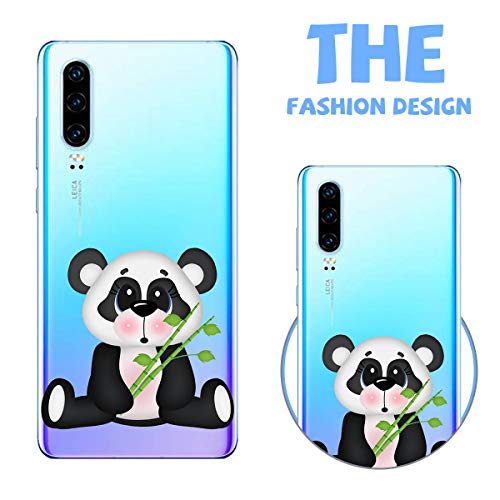 Oihxse Cristal Compatible con Huawei P Smart Z Funda Ultra-Delgado Silicona TPU Suave Protector Estuche Creativa Patrón Panda Protector Anti-Choque Carcasa Cover(Panda A1)